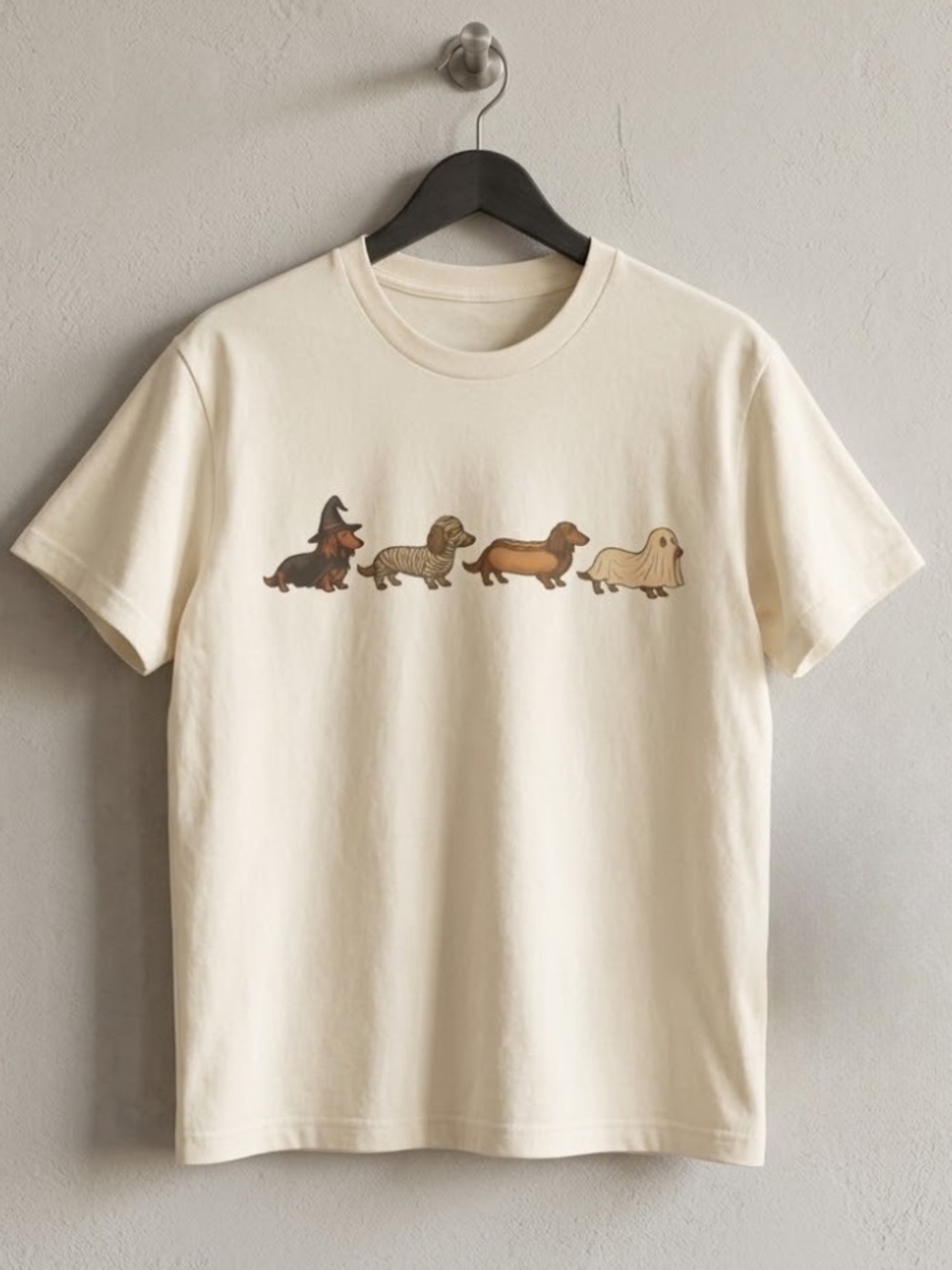 Cream Halloween Dachshund Spooky Dog Graphic Tee